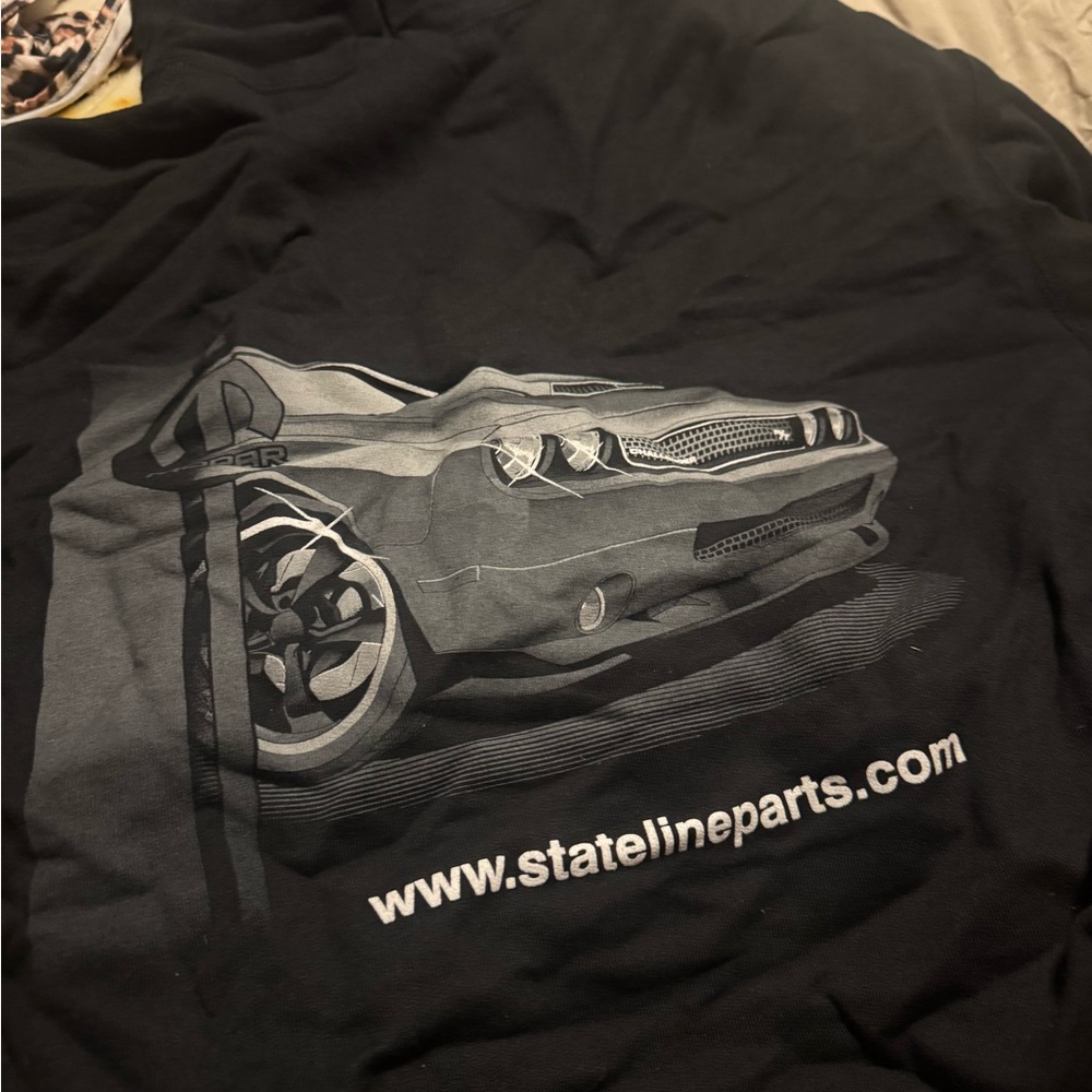 Black Graphic Tee with Car Design